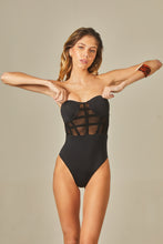 Carregar imagem no visualizador da galeria, Model Front: Empress One-Piece Tule Bouche Body Black